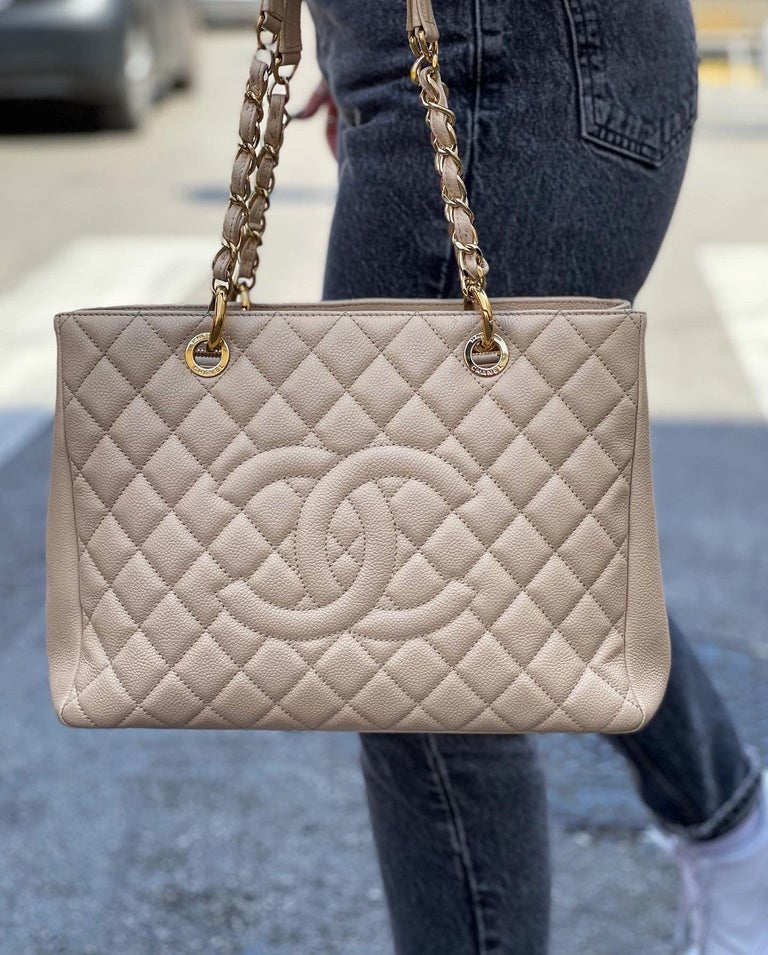 Chanel Beige Leather Gst Bag For Sale at 1stDibs  chanel gst price, chanel  beige gst, chanel gst bag