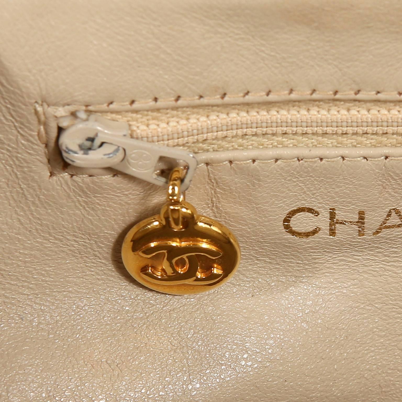 Chanel Beige Leather Kiss Lock Bag 5