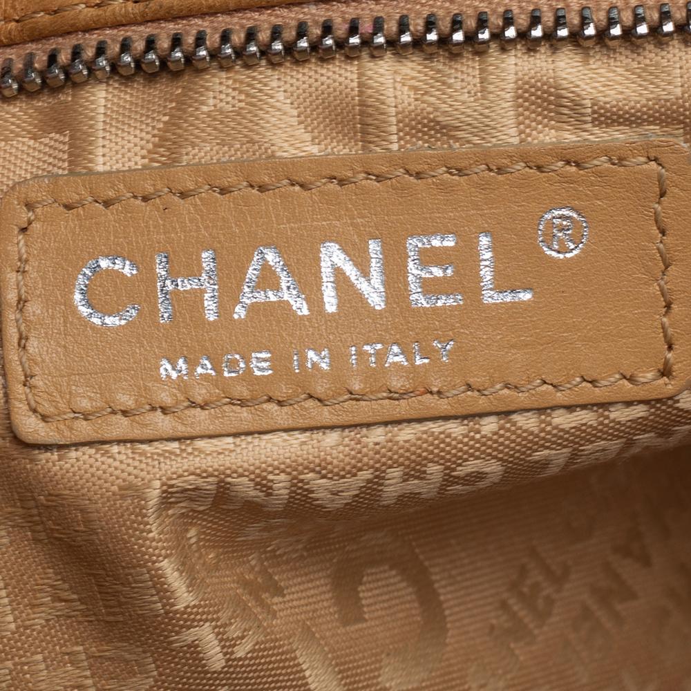 Orange Chanel Beige Leather LAX Pochette Clutch Bag