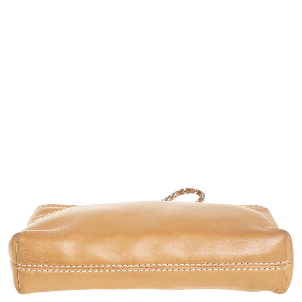 Chanel Beige Leather LAX Pochette Clutch Bag 1