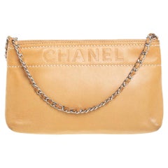 Chanel Beige Leather LAX Pochette Clutch Bag