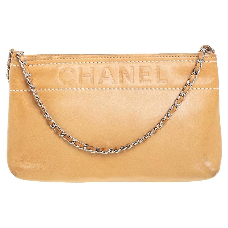 Chanel Beige Leather LAX Pochette Clutch Bag at 1stDibs  lax chanel, chanel  pochette clutch, chanel beige clutch