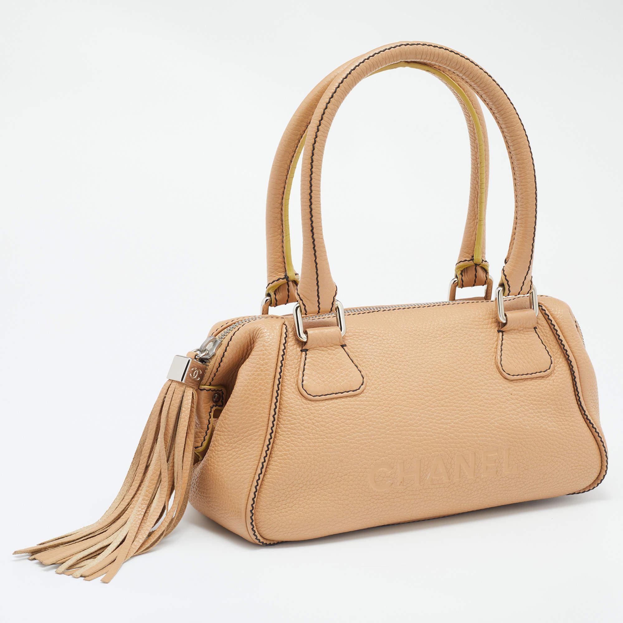 Women's Chanel Beige Leather LAX Tassel Bag