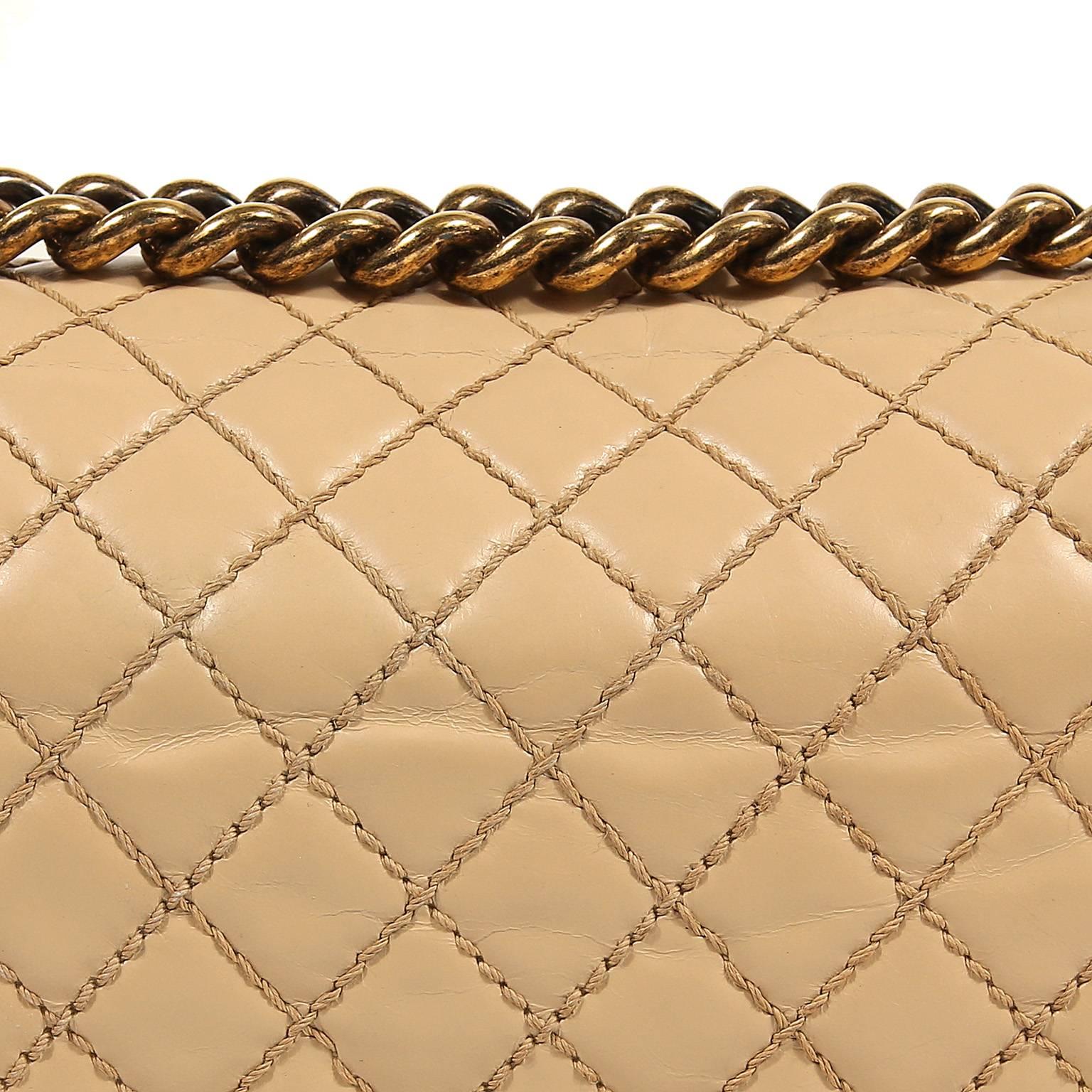 Chanel Beige Leather Medium Boy Bag- Limited Edition 1