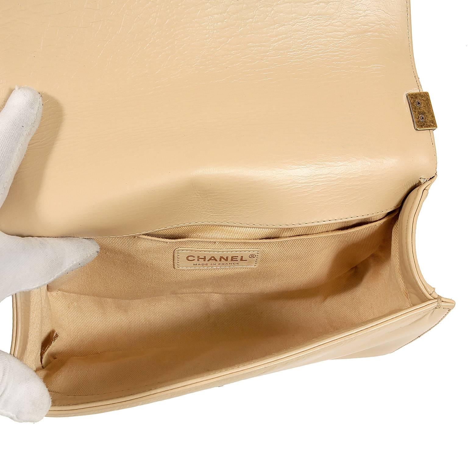 Chanel Beige Leather Medium Boy Bag- Limited Edition 3