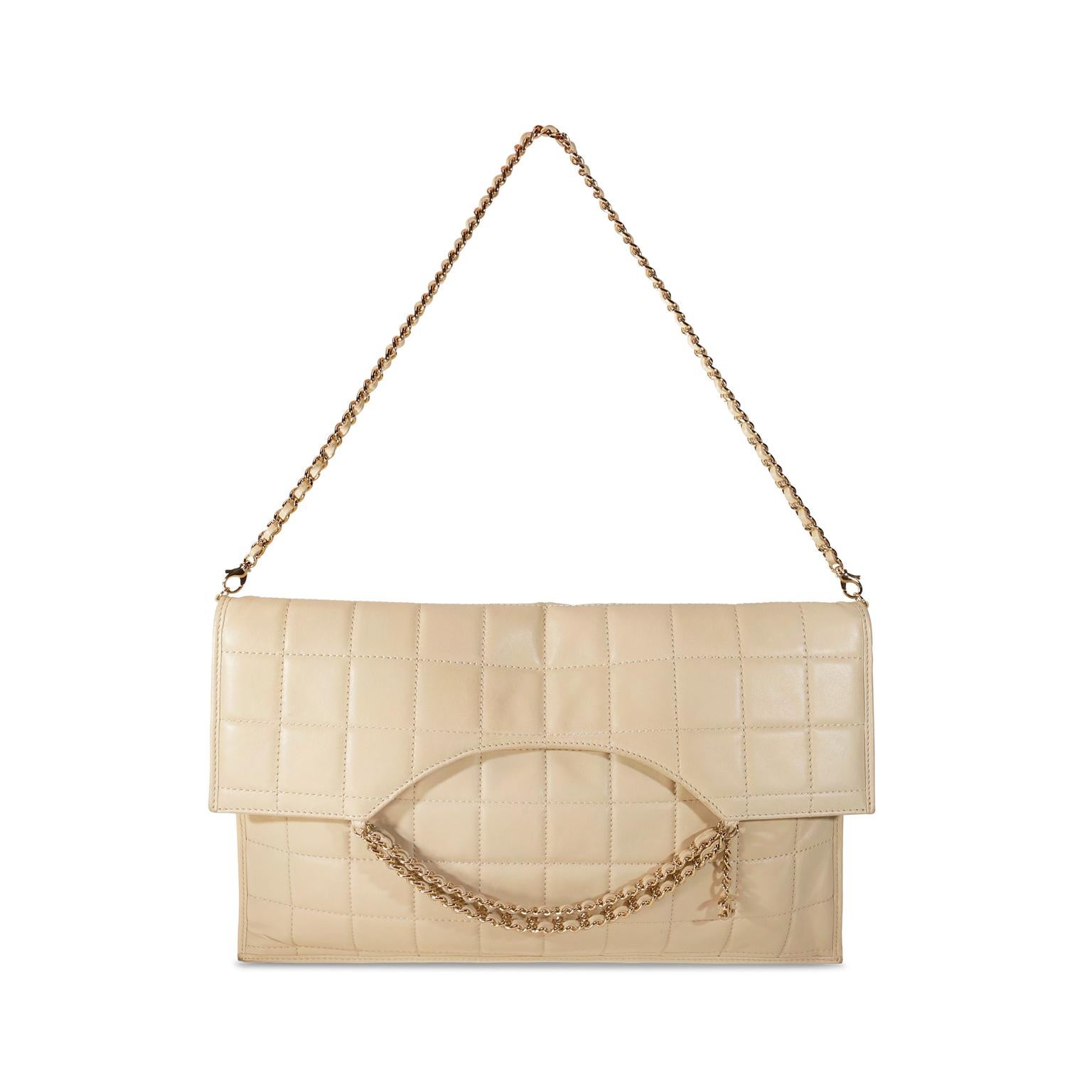 Chanel Beige Leather Multi Chain Convertible Envelope Clutch 8