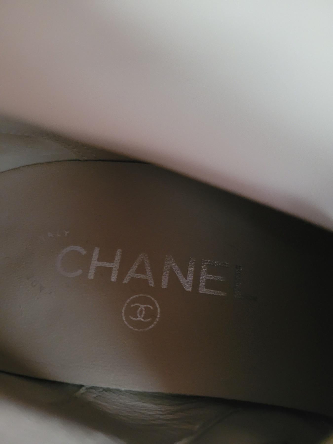 Chanel Beige Cuero Paris Dallas Metal Cap Toe Thigh High Boots/Bootie Sz. 40 en venta 6