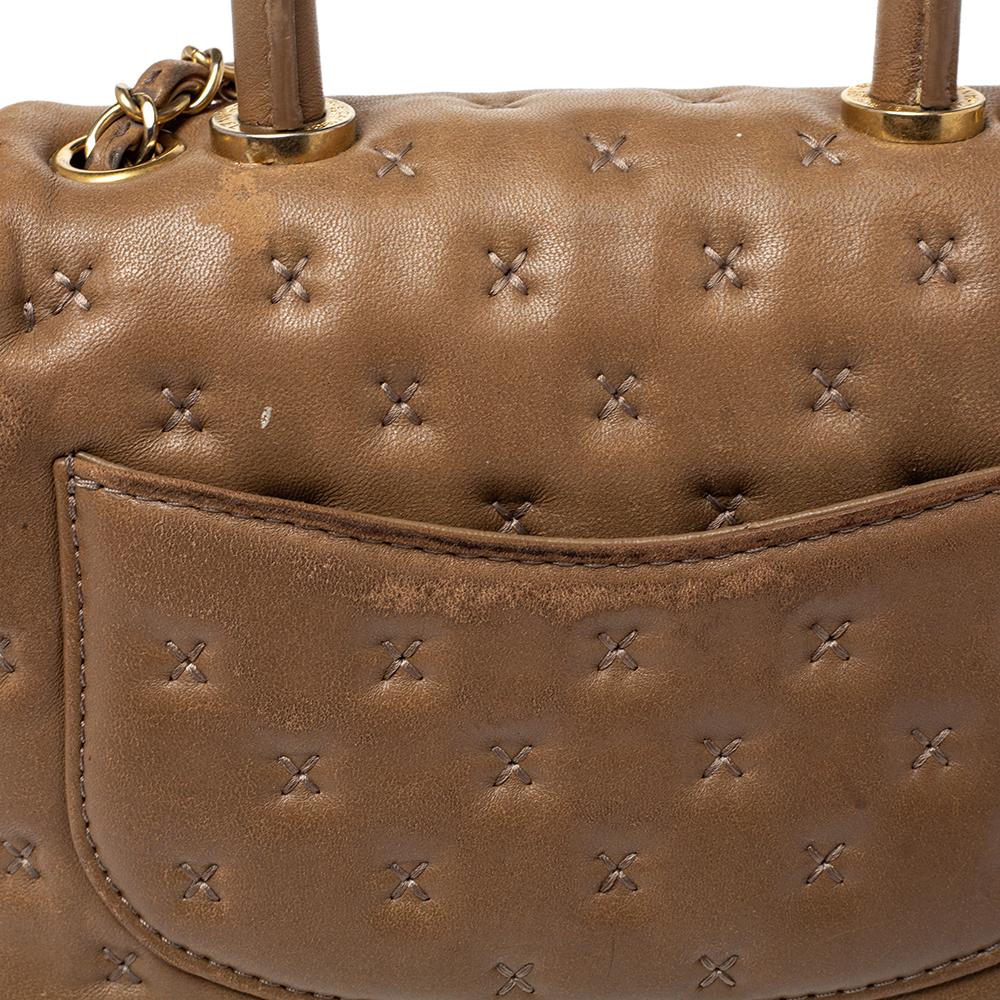 Chanel Beige Leather Paris-Rome Coco Top Handle Bag 6