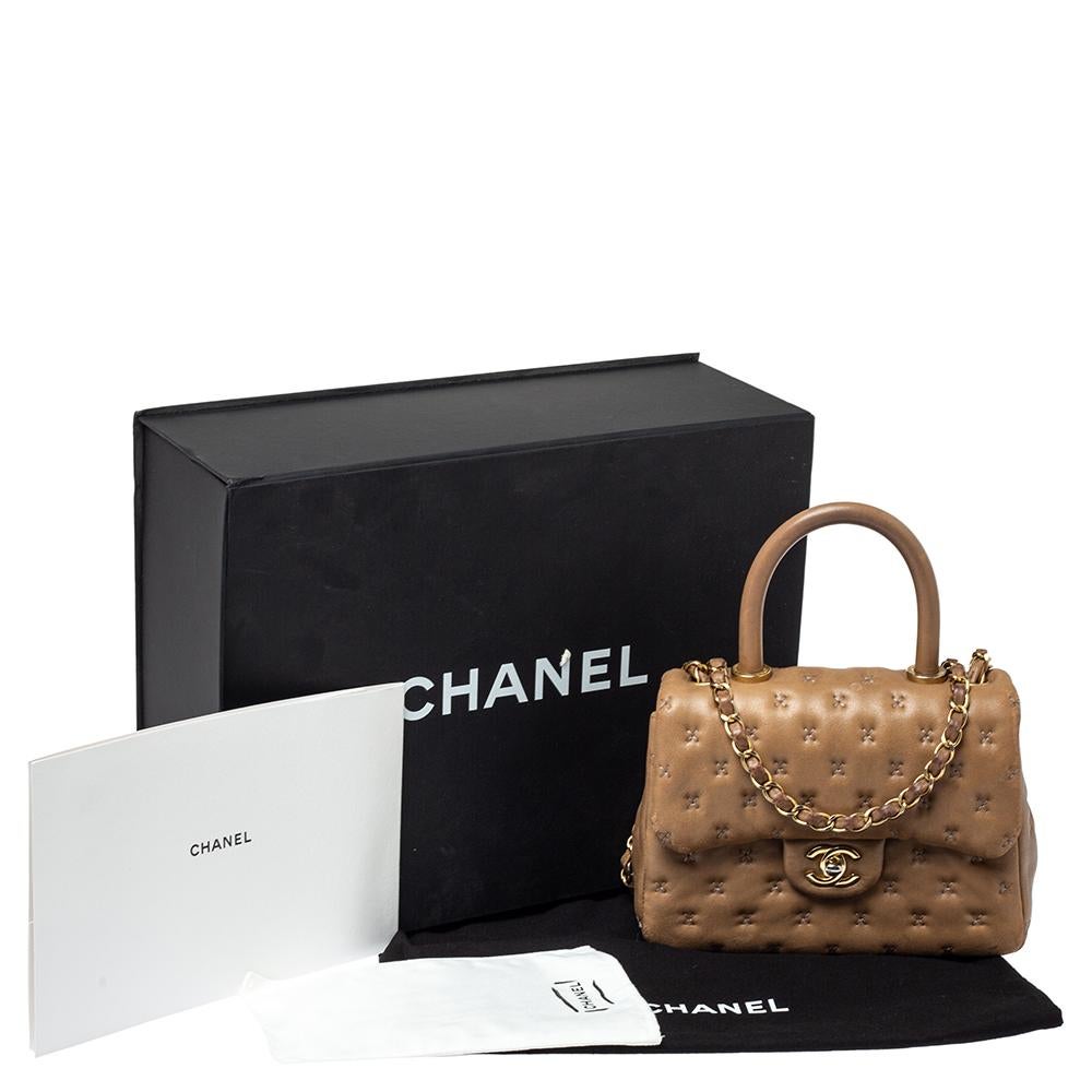 Chanel Beige Leather Paris-Rome Coco Top Handle Bag 9