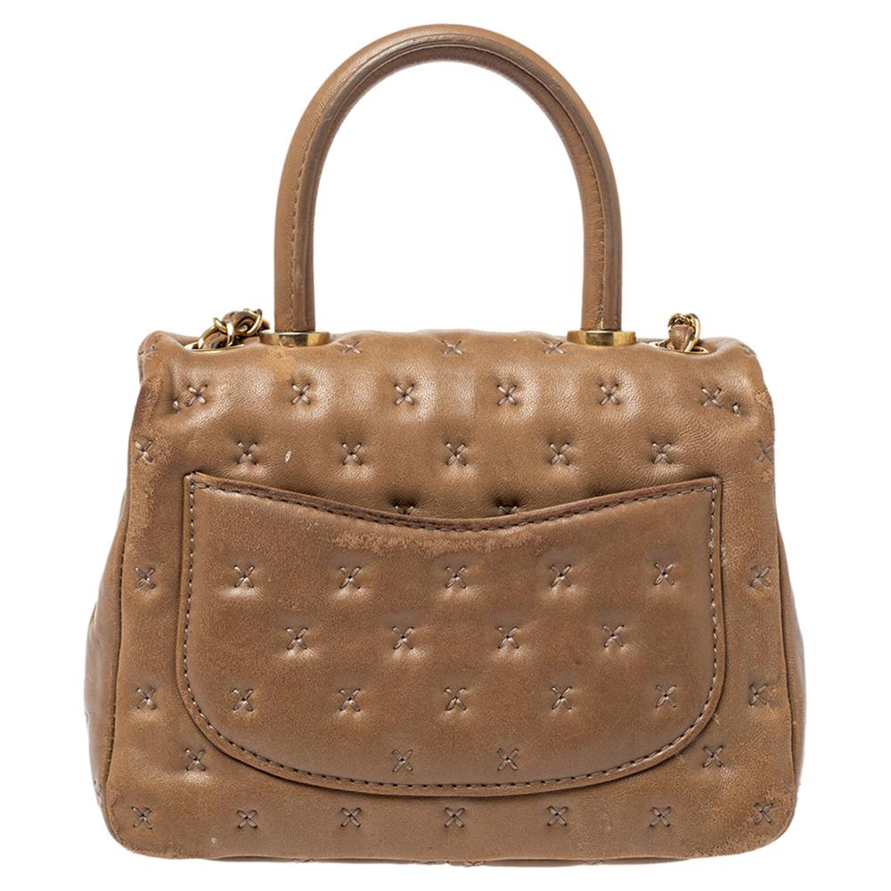 Women's Chanel Beige Leather Paris-Rome Coco Top Handle Bag