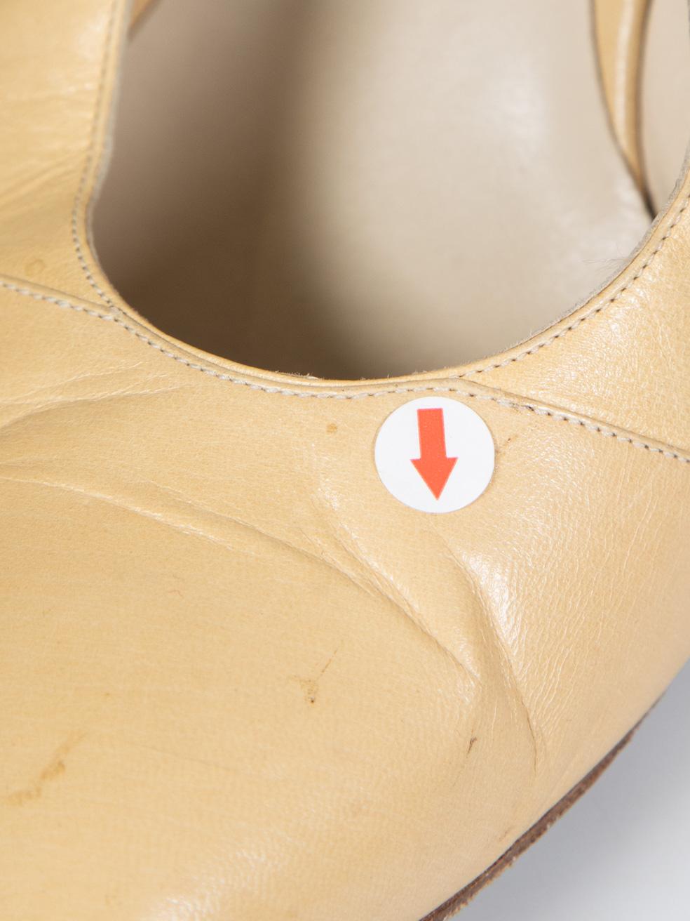 Chanel Beige Leather Pointed Toe Slingback Heels Size US 8 For Sale 3