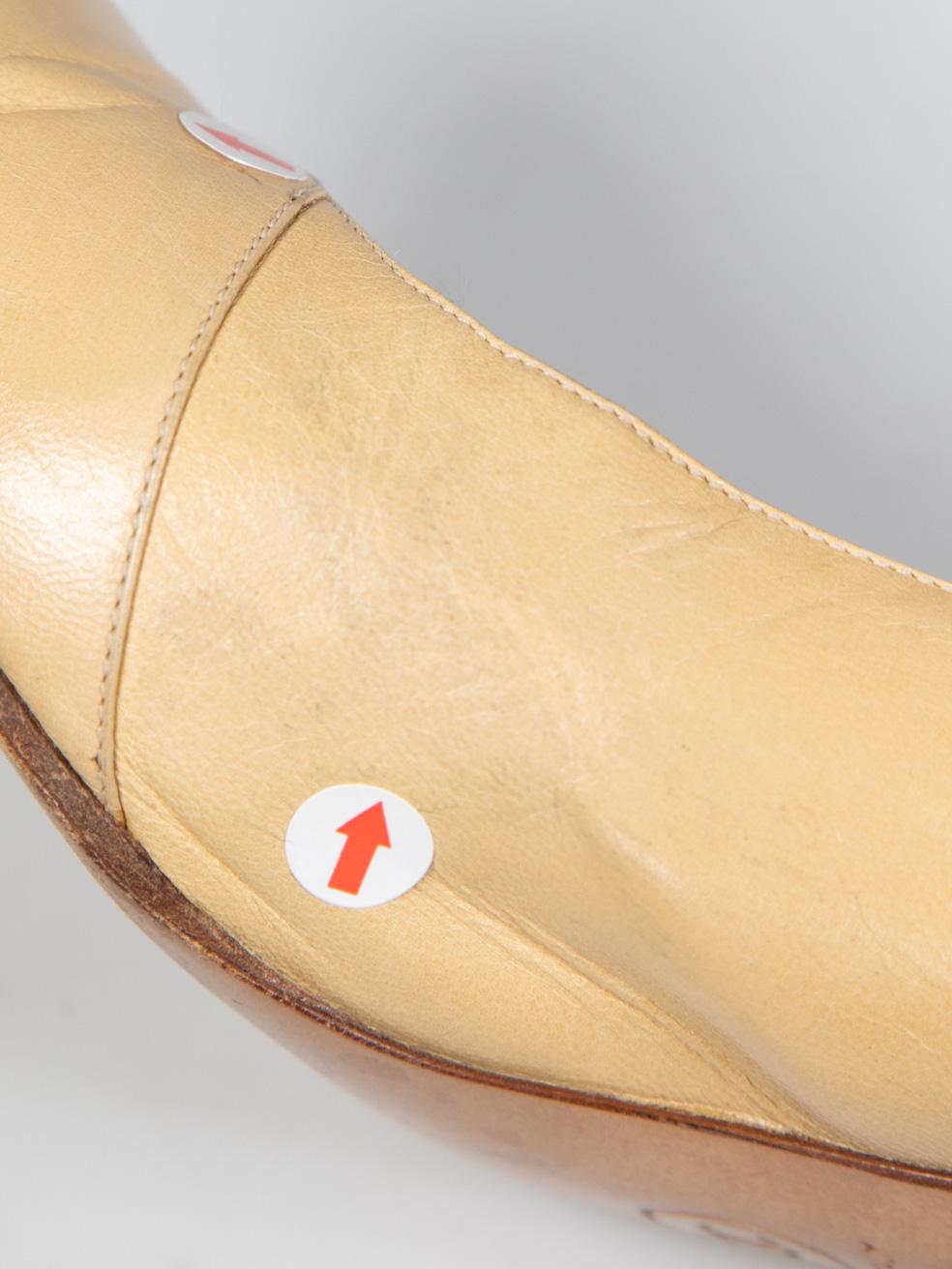 Chanel Beige Leather Pointed Toe Slingback Heels Size US 8 For Sale 4