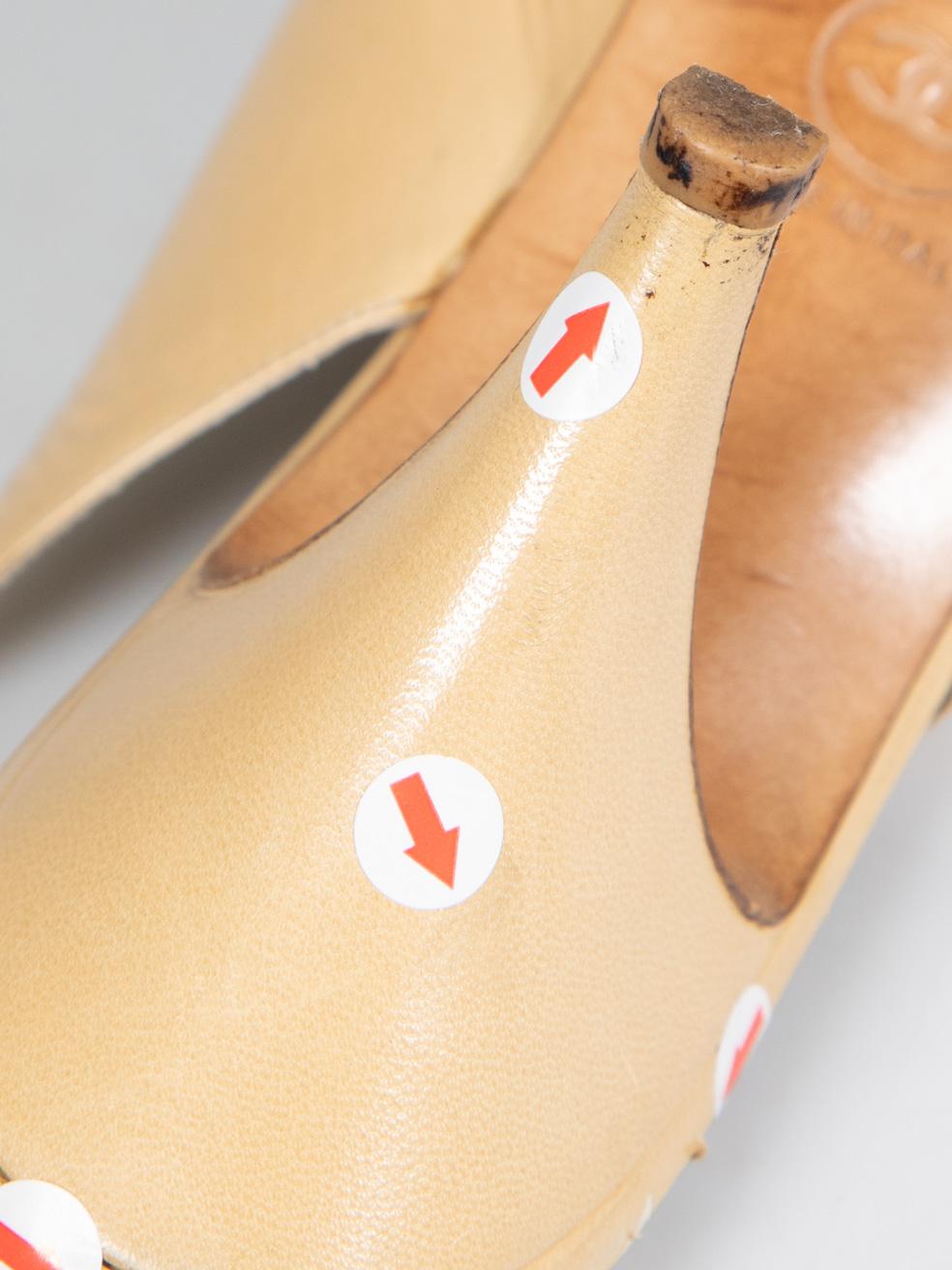 Chanel Beige Leather Pointed Toe Slingback Heels Size US 8 For Sale 5