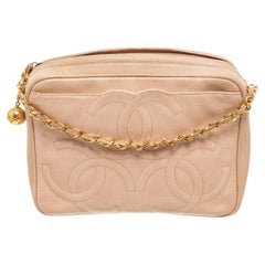 Chanel Beige Leather Triple CC Camera Bag