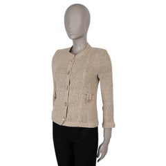 CHANEL beige linen 16C SEOUL TWEED Jacket 38 S