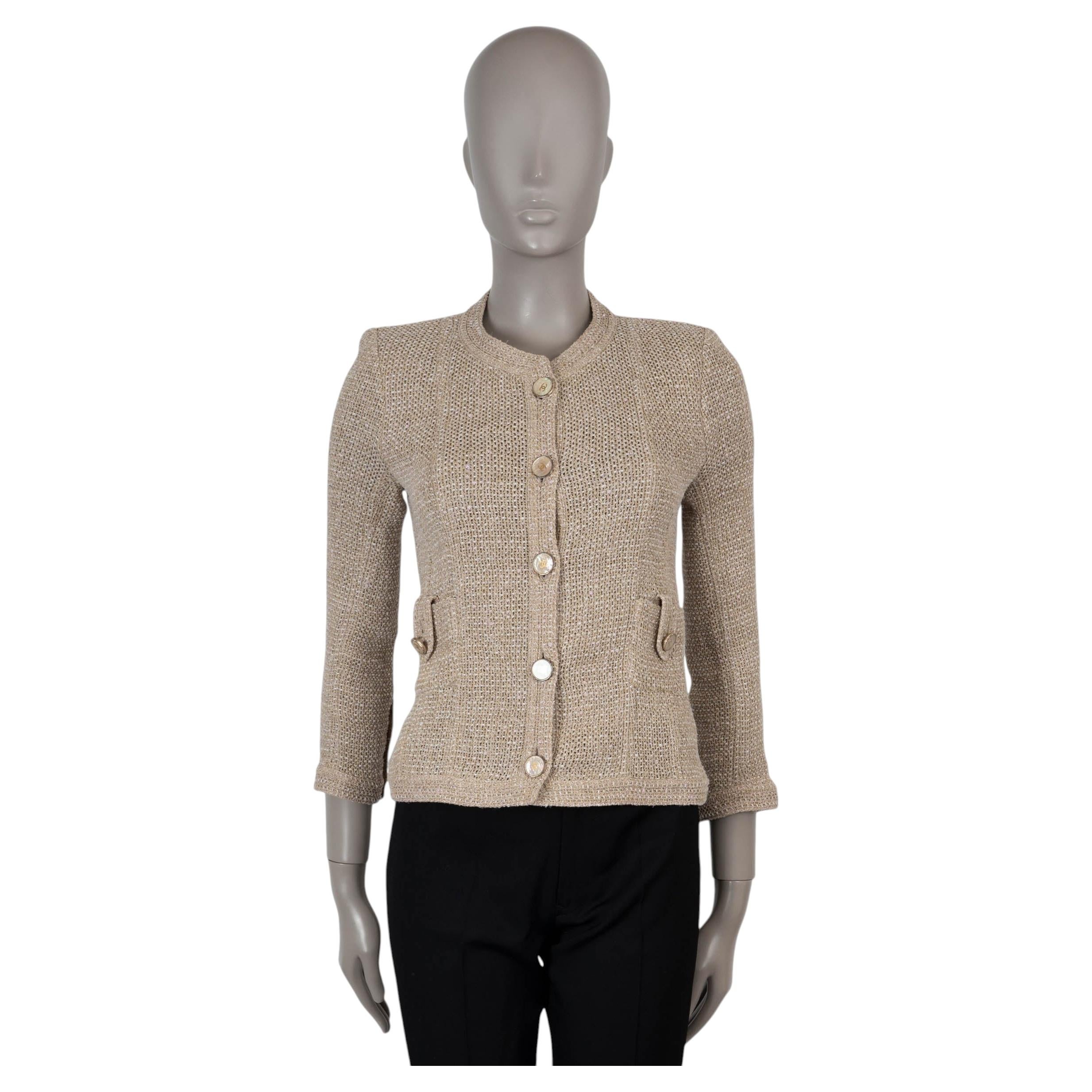 CHANEL beige linen 16C SEOUL TWEED Jacket 38 S
