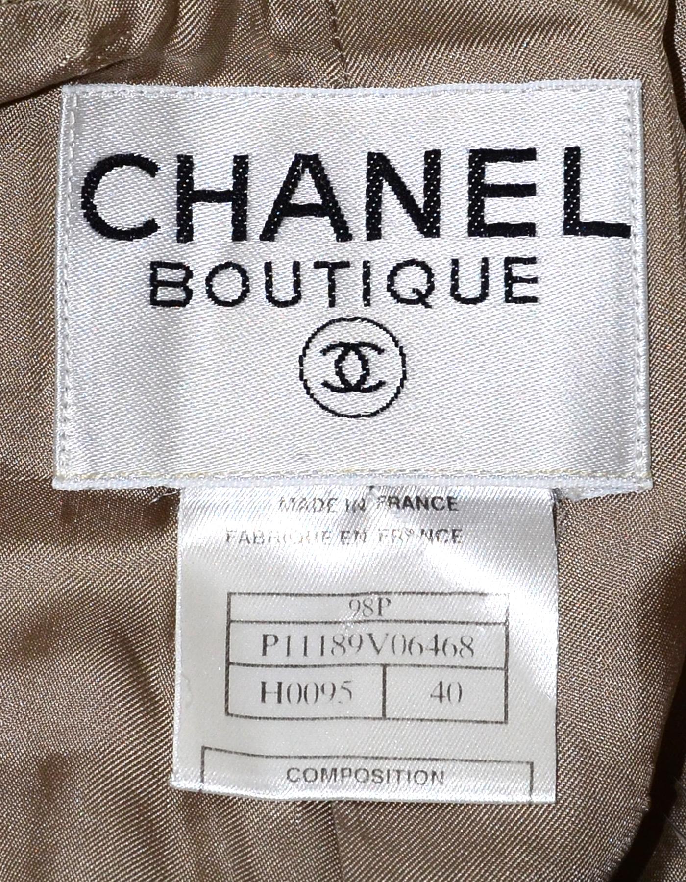 Chanel Beige Linen Jacket/Pant Suit Set Sz 40 2