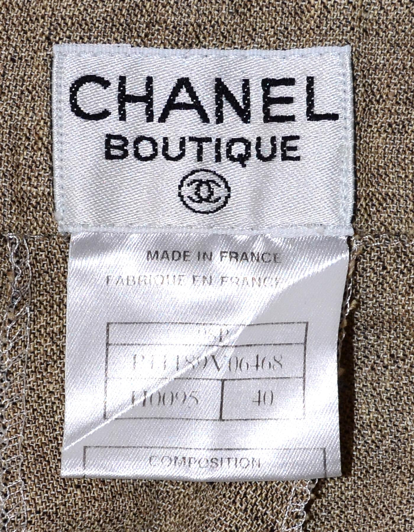 Chanel Beige Linen Jacket/Pant Suit Set Sz 40 3