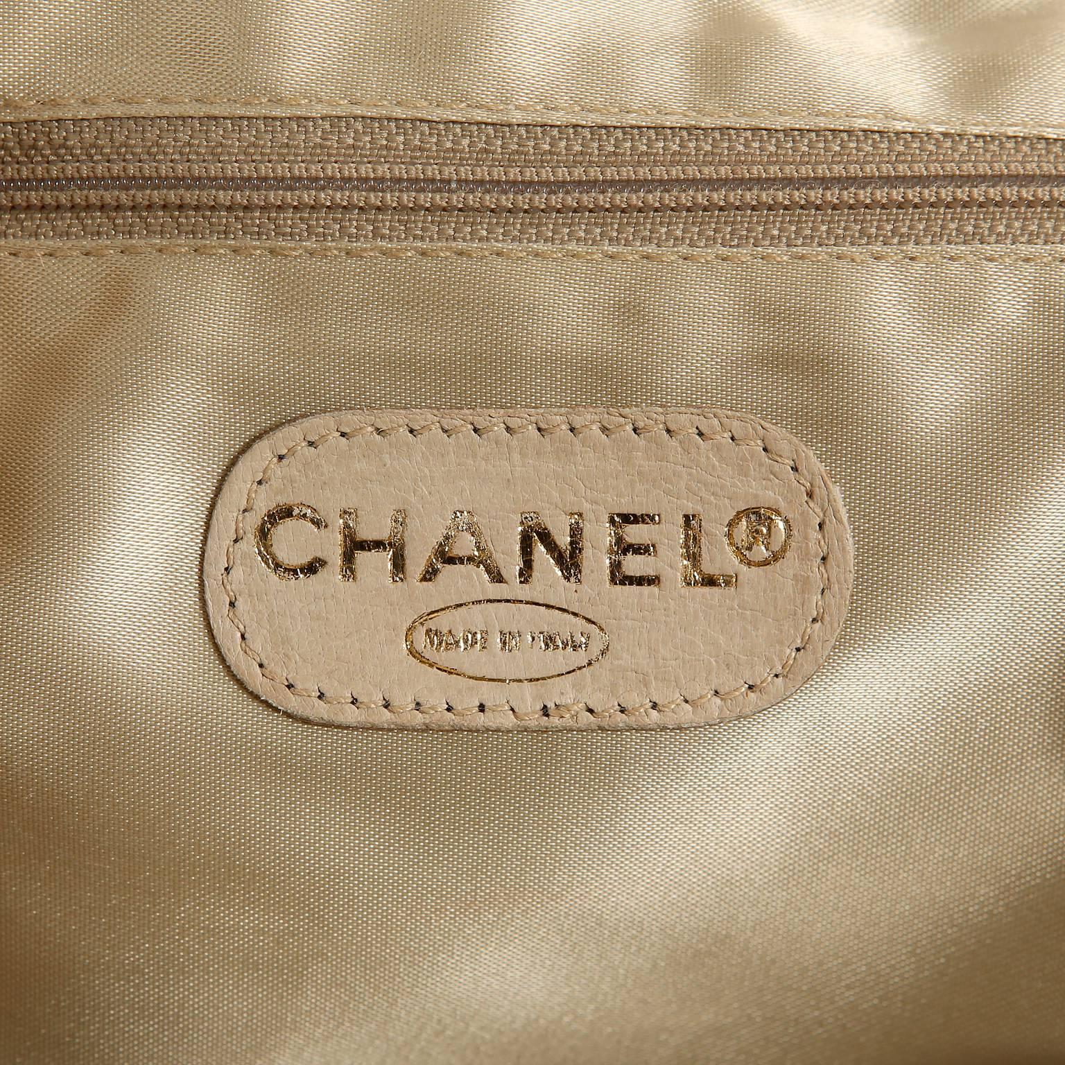 Chanel Beige Linen Quilted Backpack 2
