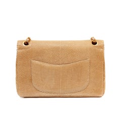 Chanel Beige Lizard Medium Classic Double Flap Vintage Bag