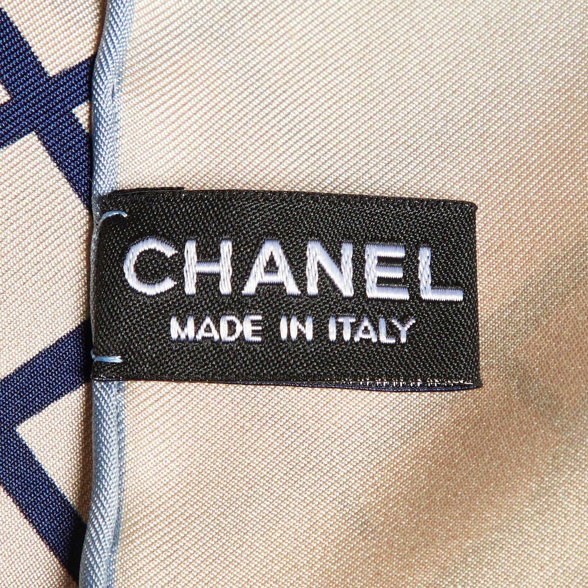 Women's Chanel Beige Luggage Print Silk Square Scarf