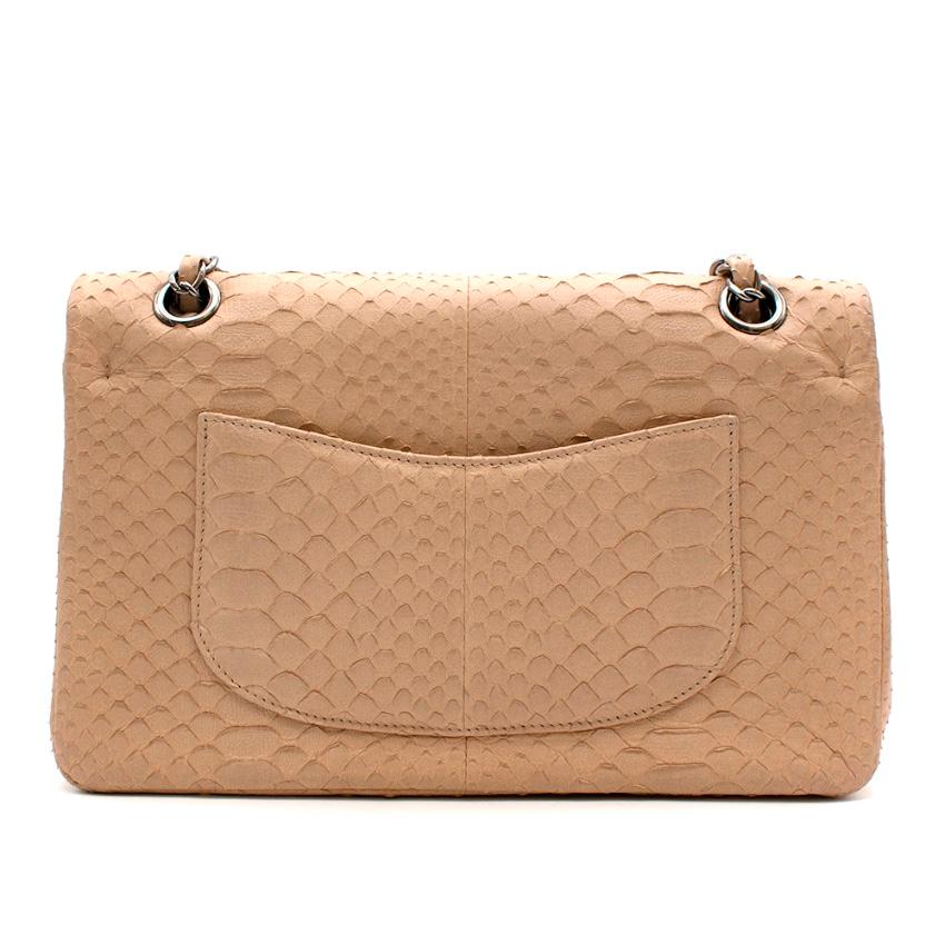 Women's Chanel Beige Matte Python Classic Double Flap Bag