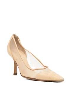 Chanel Beige Mesh CC Pointed Pumps