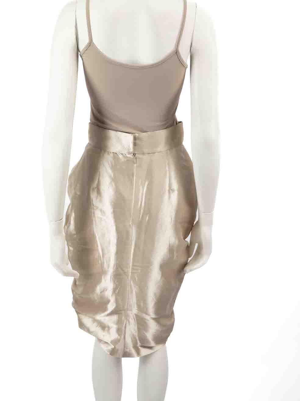 Chanel Beige Metallic Ruched Skirt Size M In Excellent Condition For Sale In London, GB