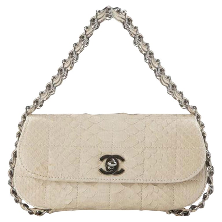 Chanel Beige Mini Flap Cream Python Mini Clutch Top Handle Flap Bag  Minaudière For Sale at 1stDibs