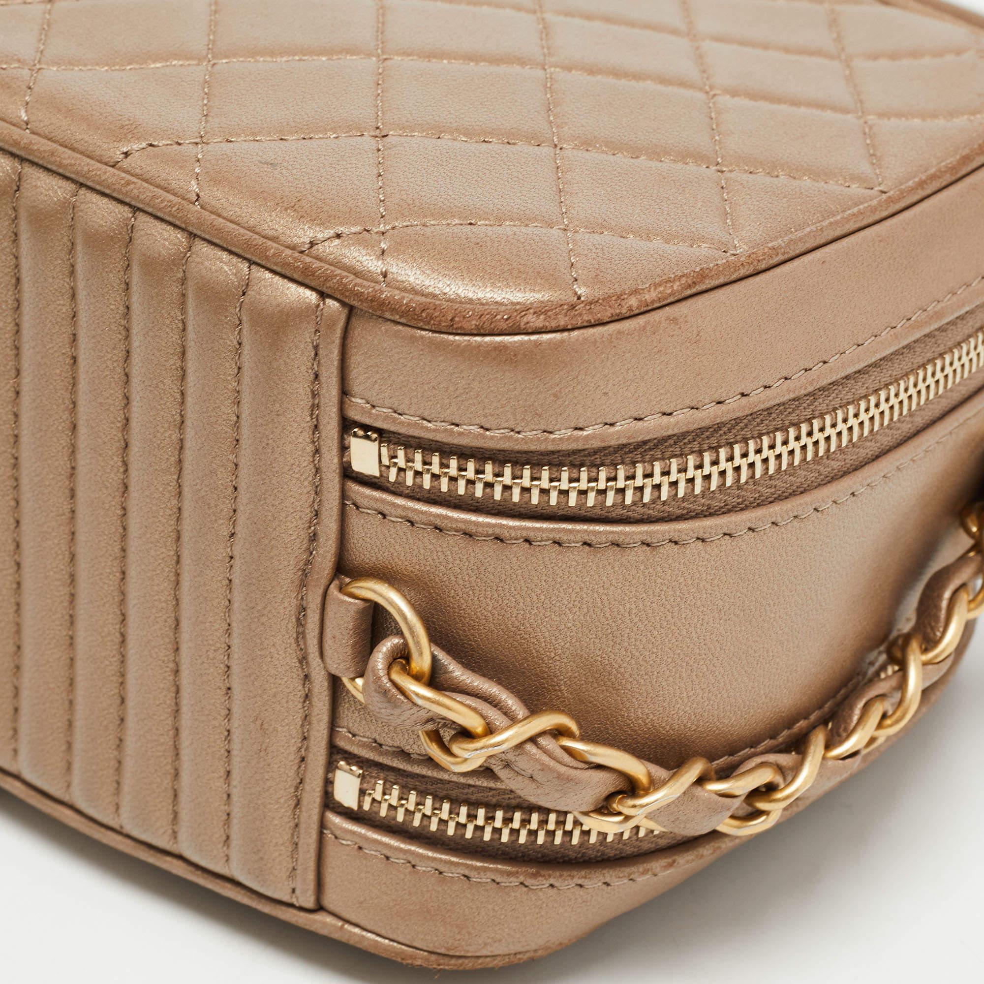 Chanel Beige Mixed Quilted Leather Small Coco Boy Camera Case Bag 9