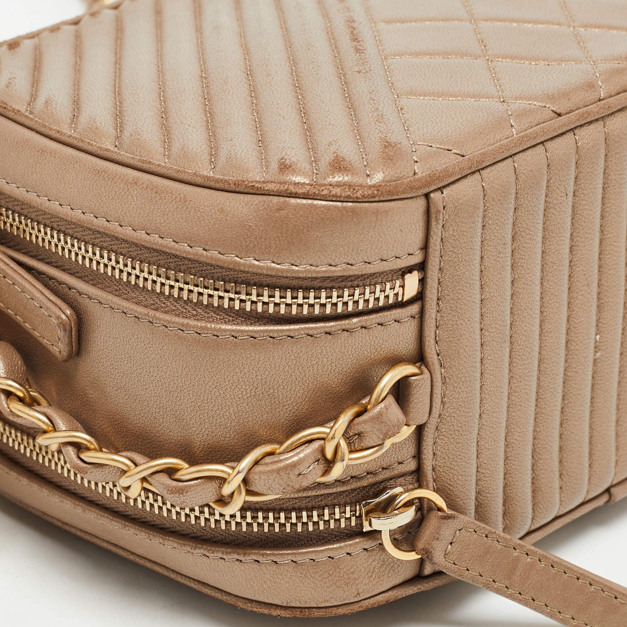Chanel Beige Mixed Quilted Leather Small Coco Boy Camera Case Bag 10