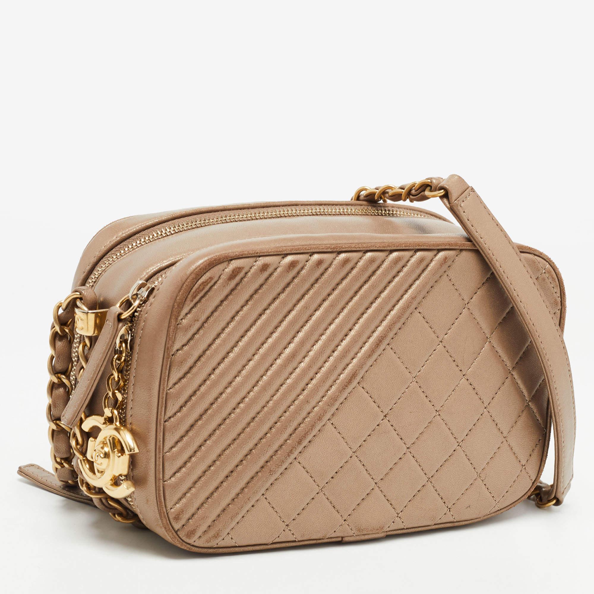 Women's Chanel Beige Mixed Quilted Leather Small Coco Boy Camera Case Bag