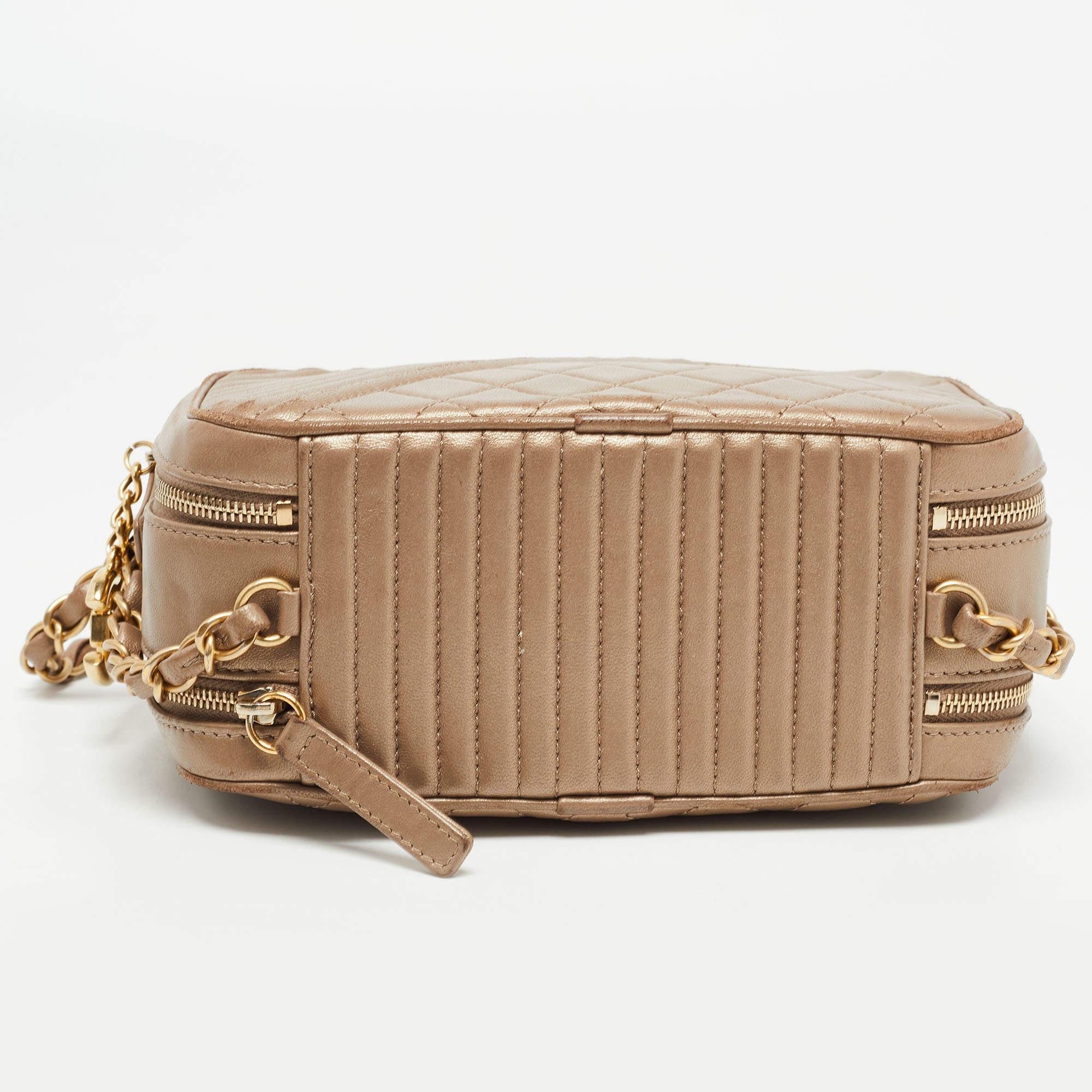 Chanel Beige Mixed Quilted Leather Small Coco Boy Camera Case Bag 1