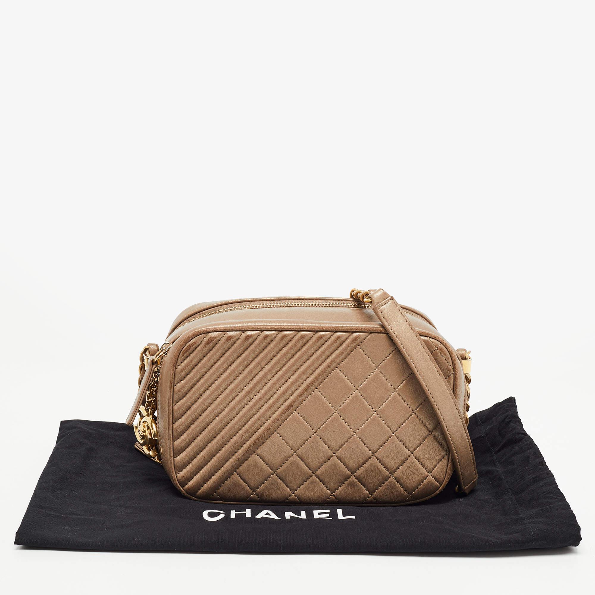 Chanel Beige Mixed Quilted Leather Small Coco Boy Camera Case Bag 2