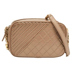 Chanel Beige Mixed Quilted Leather Small Coco Boy Camera Case Bag