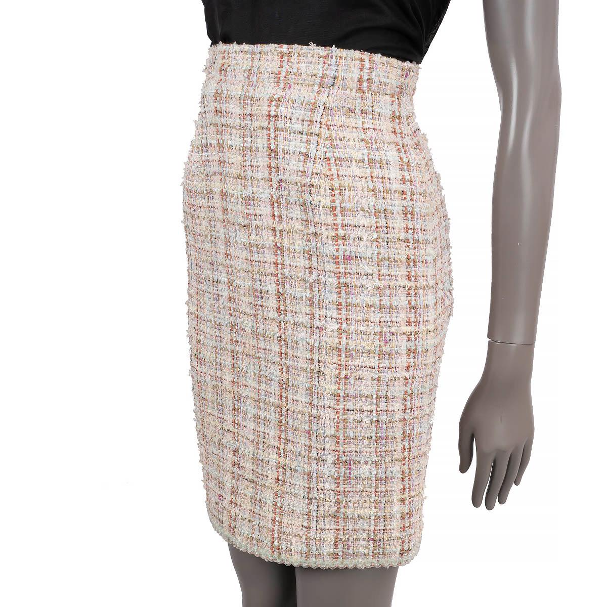 Women's CHANEL beige & multicolor cotton 2013 13C VERSAILLES TWEED MIDI Skirt 34 XS For Sale