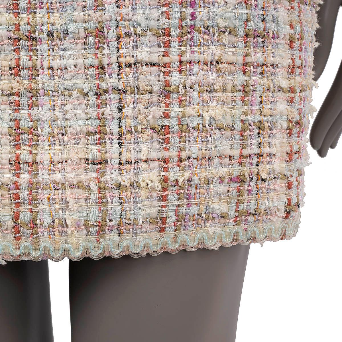 CHANEL beige & multicolor cotton 2013 13C VERSAILLES TWEED MIDI Skirt 34 XS For Sale 4