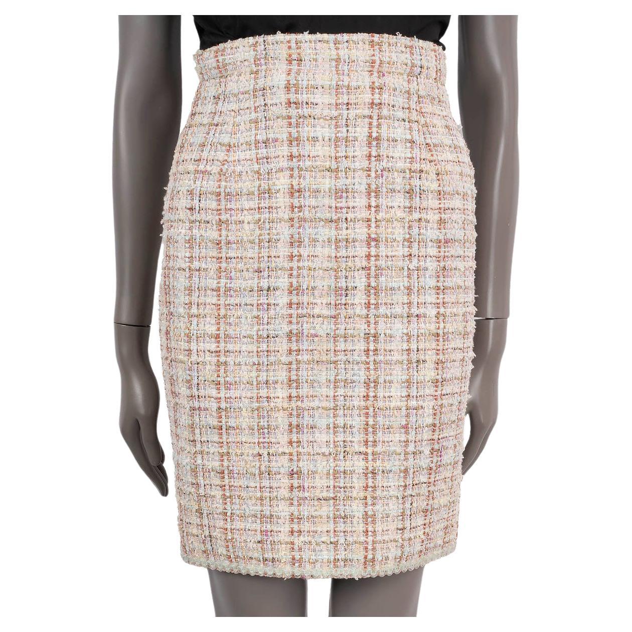 Chanel Beige & Multicolor Cotton 2013 13C Versailles Tweed Midi Skirt 34 Xs