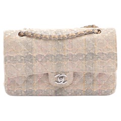 Chanel Beige Multicolor Quilted Boucle Tweed Double Flap Shoulder Bag