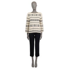 CHANEL Pull col bateau beige et bleu marine en coton 2020 3/4 SLEEVE 36 XS 20P