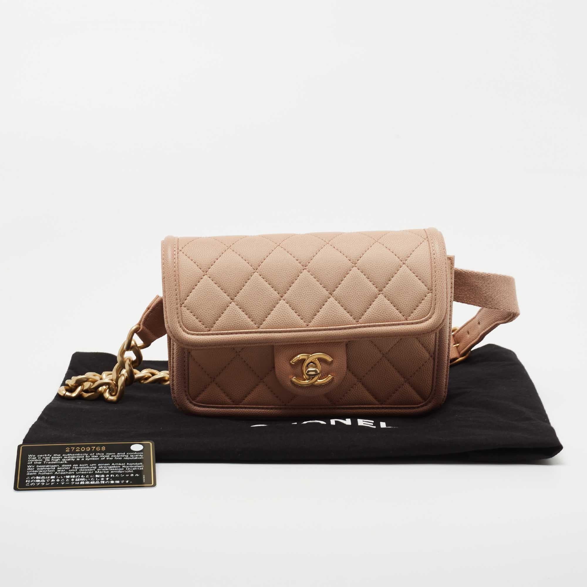 Chanel Beige Ombre Quilted Caviar Leather Sunset On The Sea Belt Bag 8