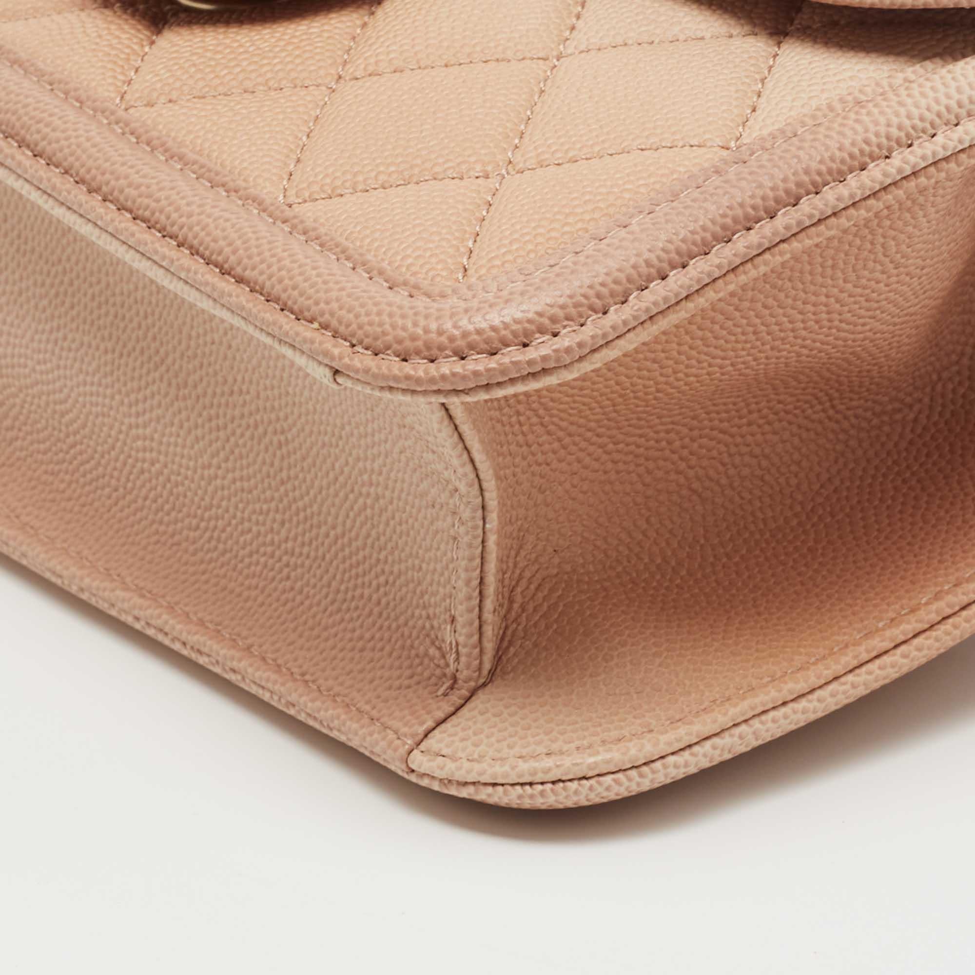 Women's Chanel Beige Ombre Quilted Caviar Leather Sunset On The Sea Belt Bag