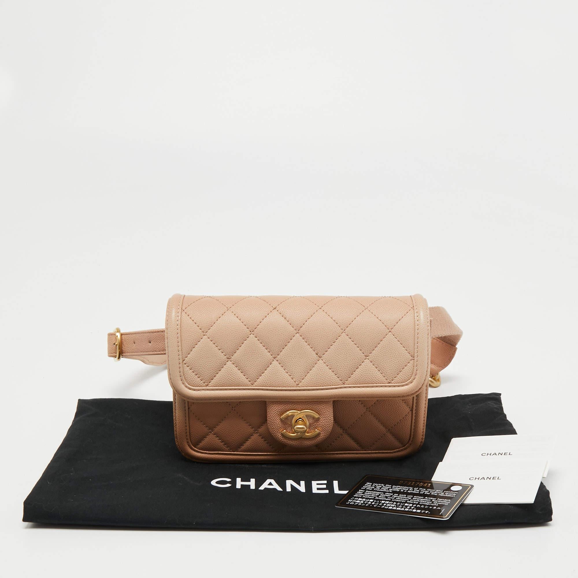 Chanel Beige Ombre Quilted Caviar Leather Sunset On The Sea Belt Bag 2