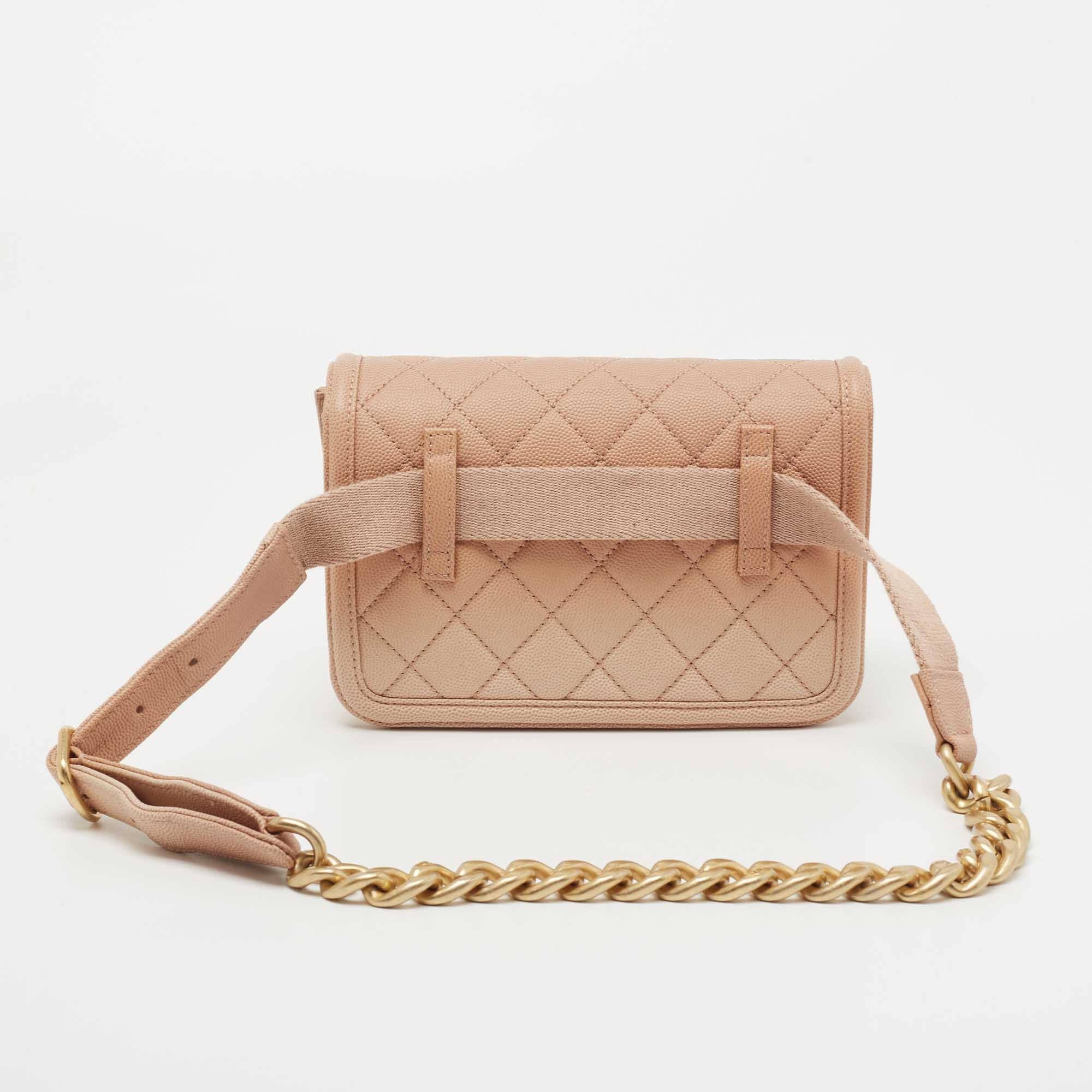 Chanel Beige Ombre Quilted Caviar Leather Sunset On The Sea Belt Bag 3
