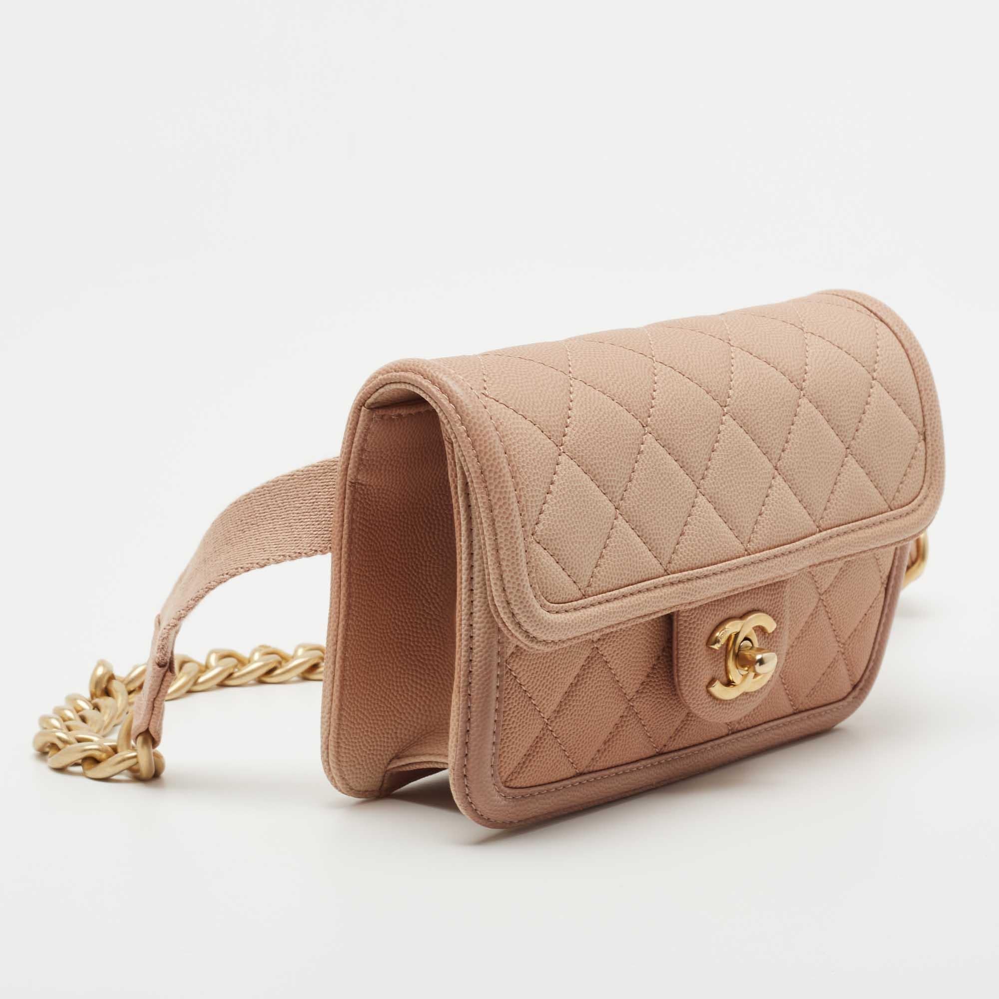 Chanel Beige Ombre Quilted Caviar Leather Sunset On The Sea Belt Bag 4