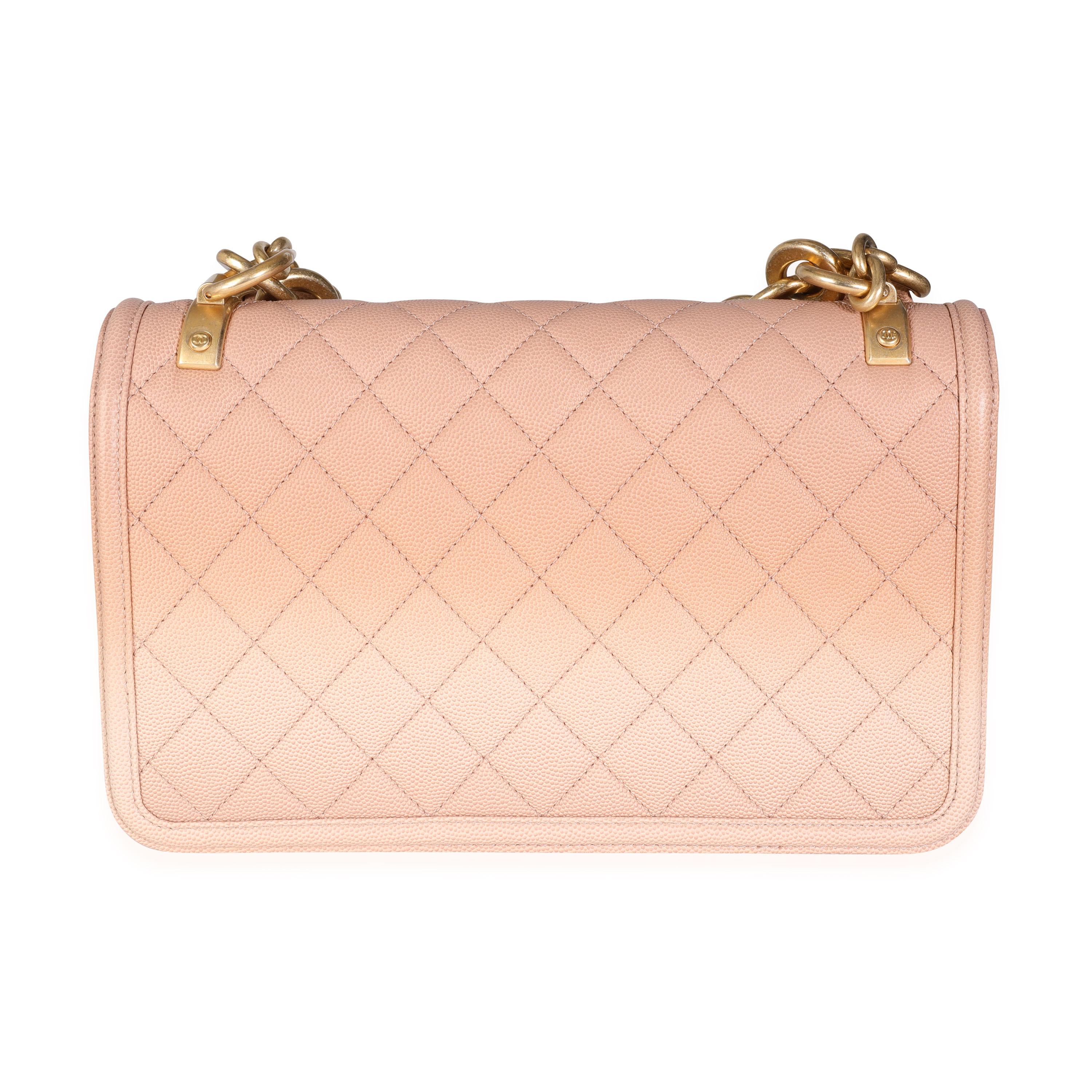 Chanel Beige Ombré gesteppt Kaviar Sonnenuntergang am Meer Tasche (Orange)