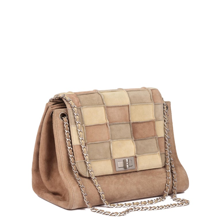 CHANEL Beige Patchwork Suede Small Accordion 2.55 Reissue Classic Flap Bag