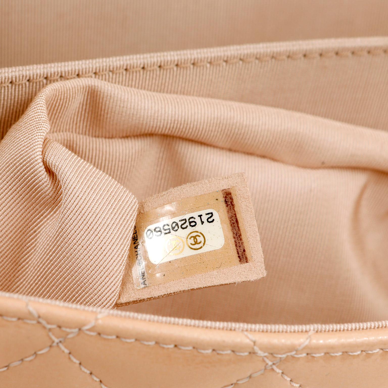 Chanel Beige Patent Leather Envelope Flap Bag 5