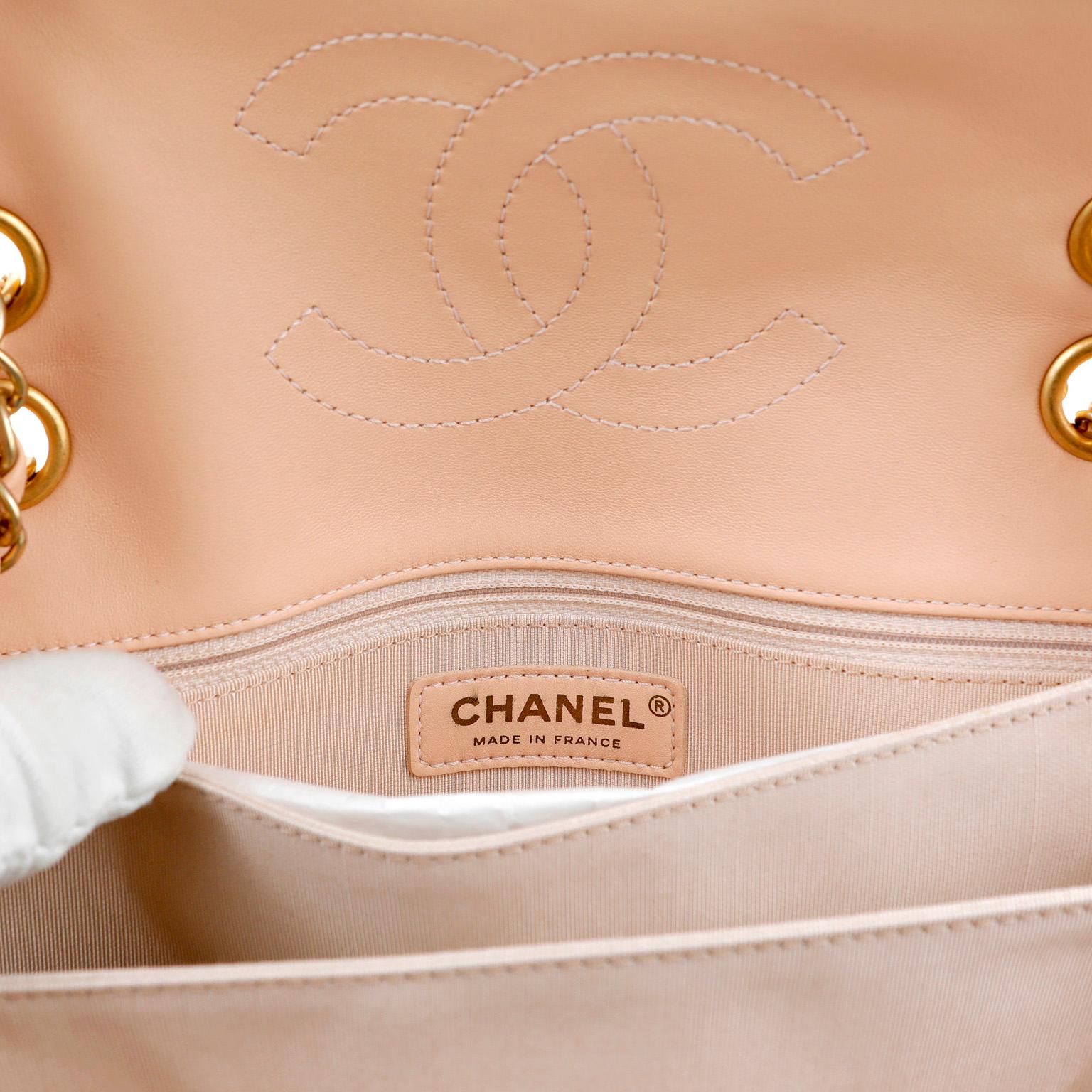 Chanel Beige Patent Leather Envelope Flap Bag  4