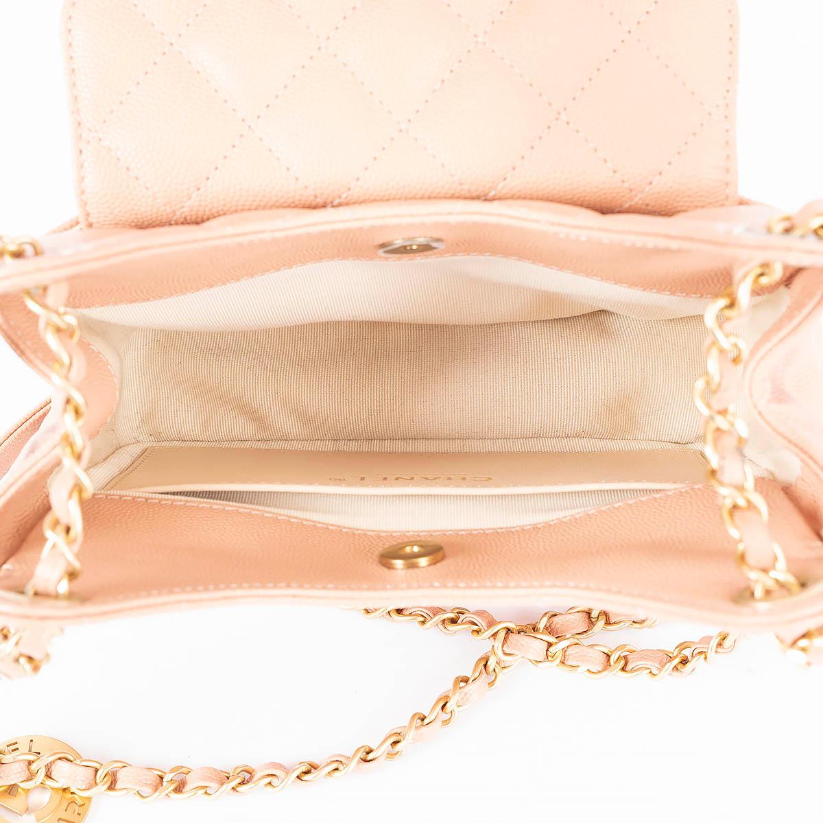 CHANEL beige peach Caviar leather SMALL WAVY HOBO Shoulder Bag NM375 For Sale 1